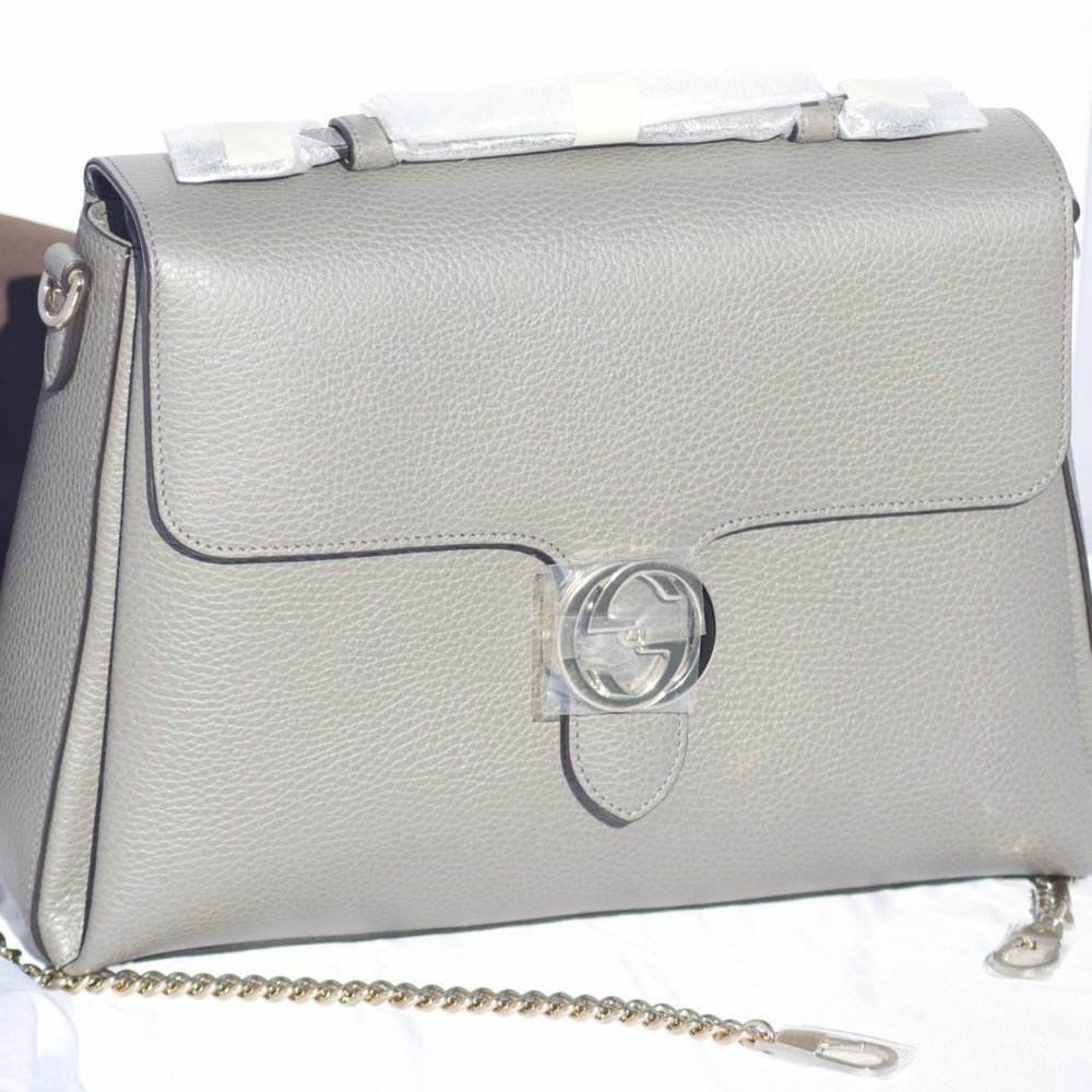 New with Gucci Dust Bag Gucci Large Top Handle Interlocking GG Crossbody in Gray